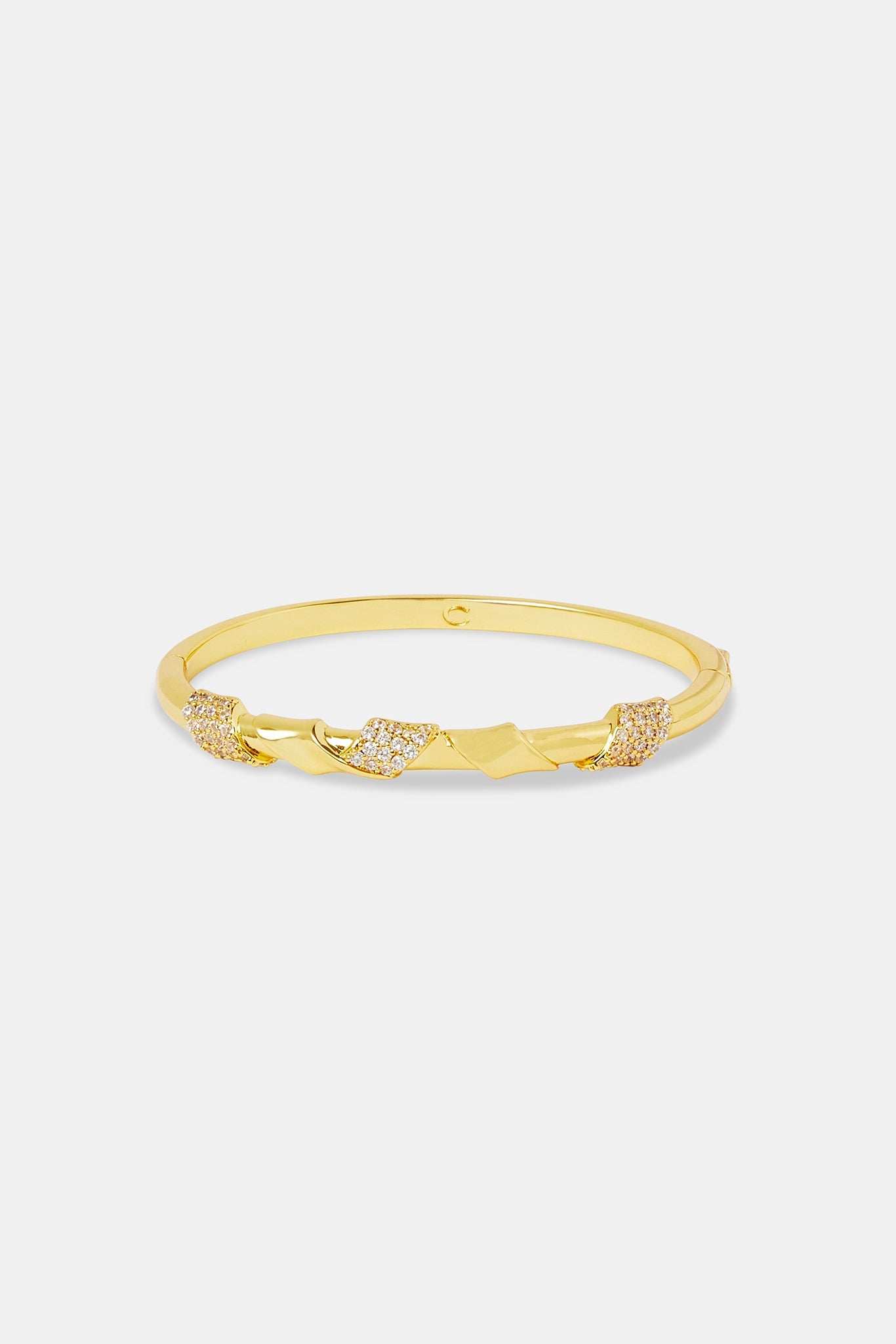 Polished Wrap Around Iced Bangle - 4mm